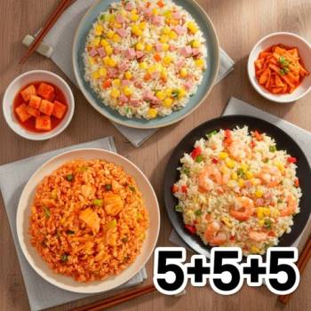 5+5+5 핫딜★  코스트코 판매 1위 [한우물] 간편식 볶음밥 15봉 (햄야채250g,새우250g,김치250g) x 5봉