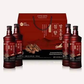 [대한홍삼] 발효홍삼 침향프리미엄 500ml x 4병세트(손잡이케이스) 쇼핑백 포함